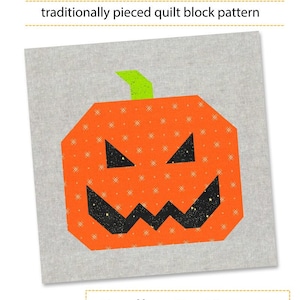 PDF Pattern - Spooky Jack O'Lantern Quilt Block Pattern, Halloween Quilt Block Pattern, Vintage Pumpkin Quilt Pattern, Jack O'Lantern Quilt