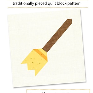 PDF Pattern - Witch's Broom Quilt Block Pattern, Halloween Quilt Block Pattern, Broomstick Quilt Block Pattern, Witch Broom Quilt Pattern