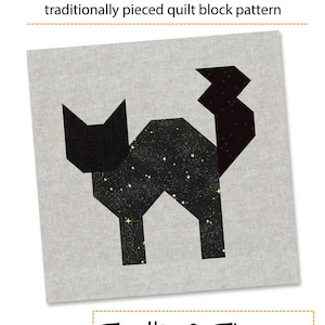 PDF Pattern - Scaredy Cat Quilt Block Pattern, Halloween Quilt Block Pattern, Cat Quilt Block Pattern, Vintage Halloween Quilt Pattern