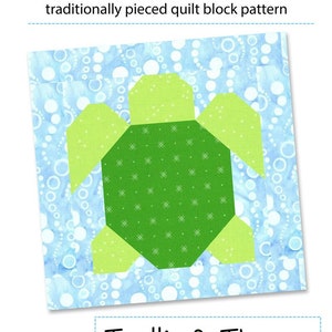 PDF Pattern - Sea Turtle Quilt Block Pattern, Traditional Quilt Block Pattern, Ocean Animal Quilt Block, Sea Animal Quilt Block Pattern