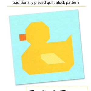 PDF Pattern - Little Ducky Quilt Block Pattern, Traditional Quilt Block Pattern, Rubber Duck Quilt Block, Baby Duck Quilt Block Pattern