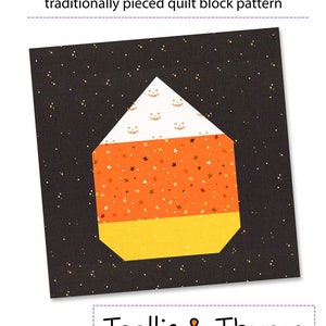 PDF Pattern - Candy Corn Quilt Block Pattern, Traditional Quilt Block Pattern, Halloween Quilt Block, October Quilt Block Pattern