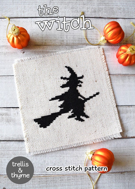 PDF Pattern the Witch Cross Stitch Pattern Halloween Witch Etsy