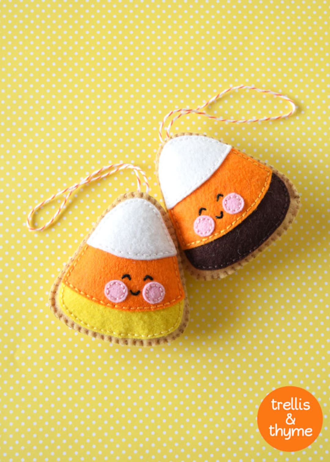 PDF Pattern - Candy Corn Cookie, Halloween Felt Ornament Pattern ...