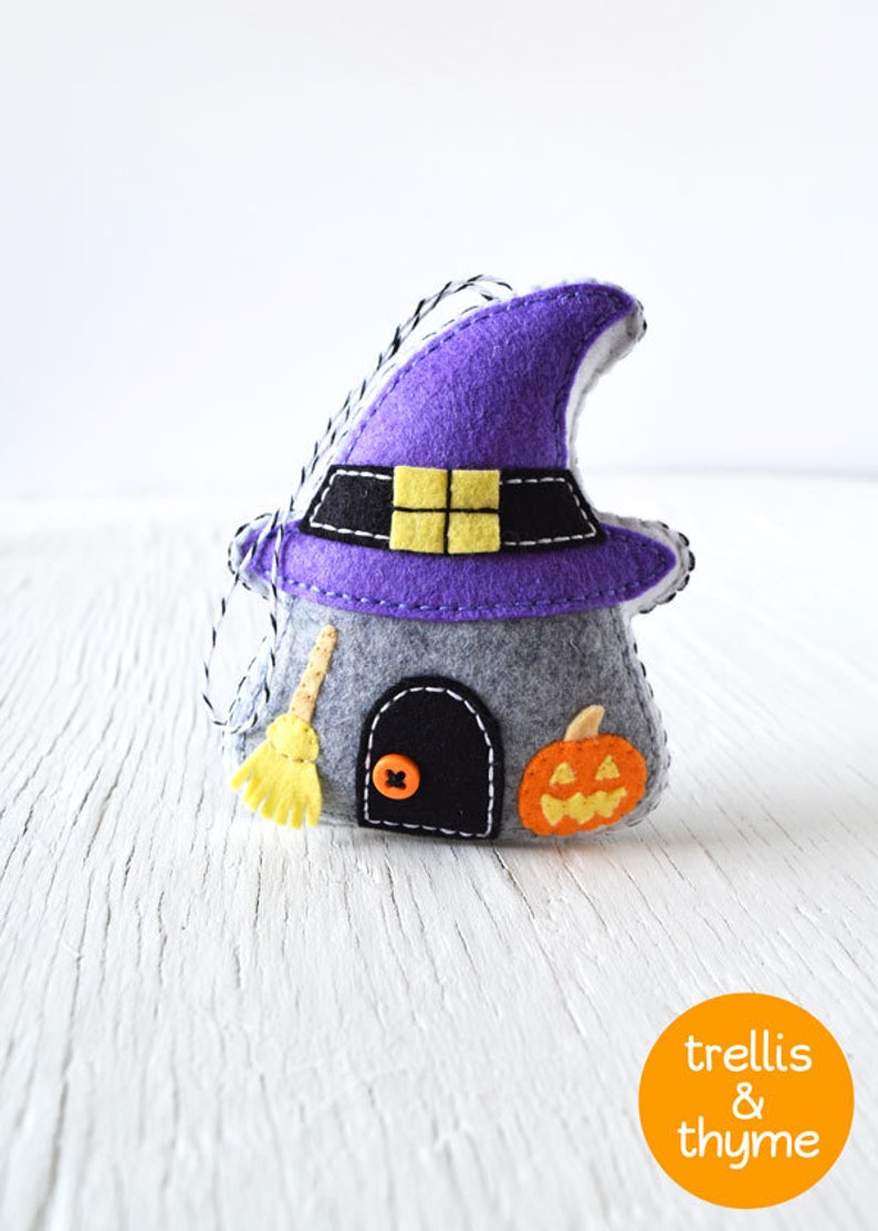 PDF Pattern Spooky Cottage Ornament Pattern, Halloween Felt Ornament Pattern, Felt Softie Sewing Pattern image 2