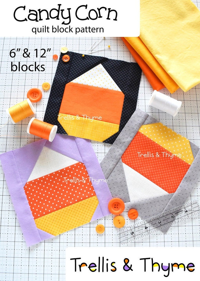 PDF Pattern Candy Corn Quilt Block Pattern Traditional Etsy