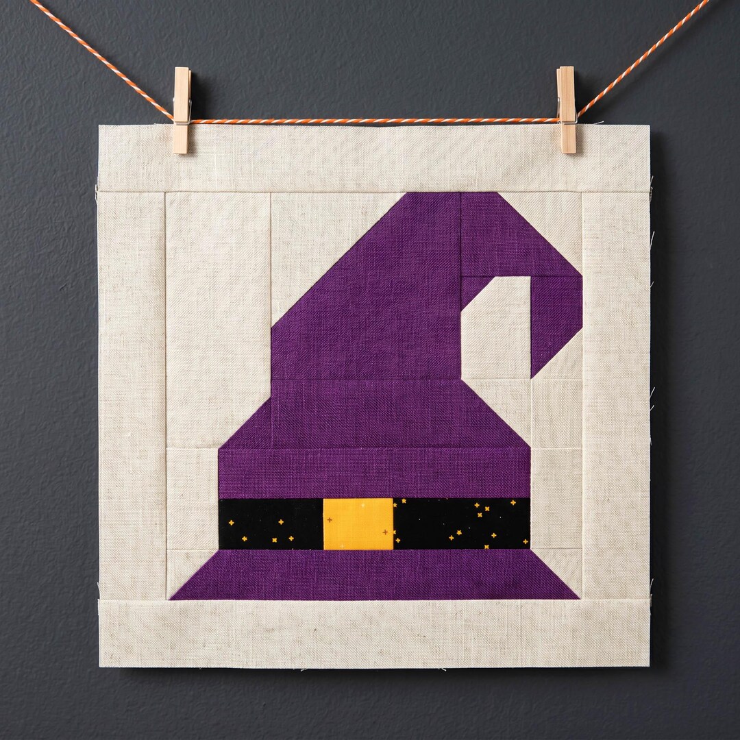 Witch's Hat Quilt Block Pattern – Wizard Halloween Sewing (PDF Pattern ...