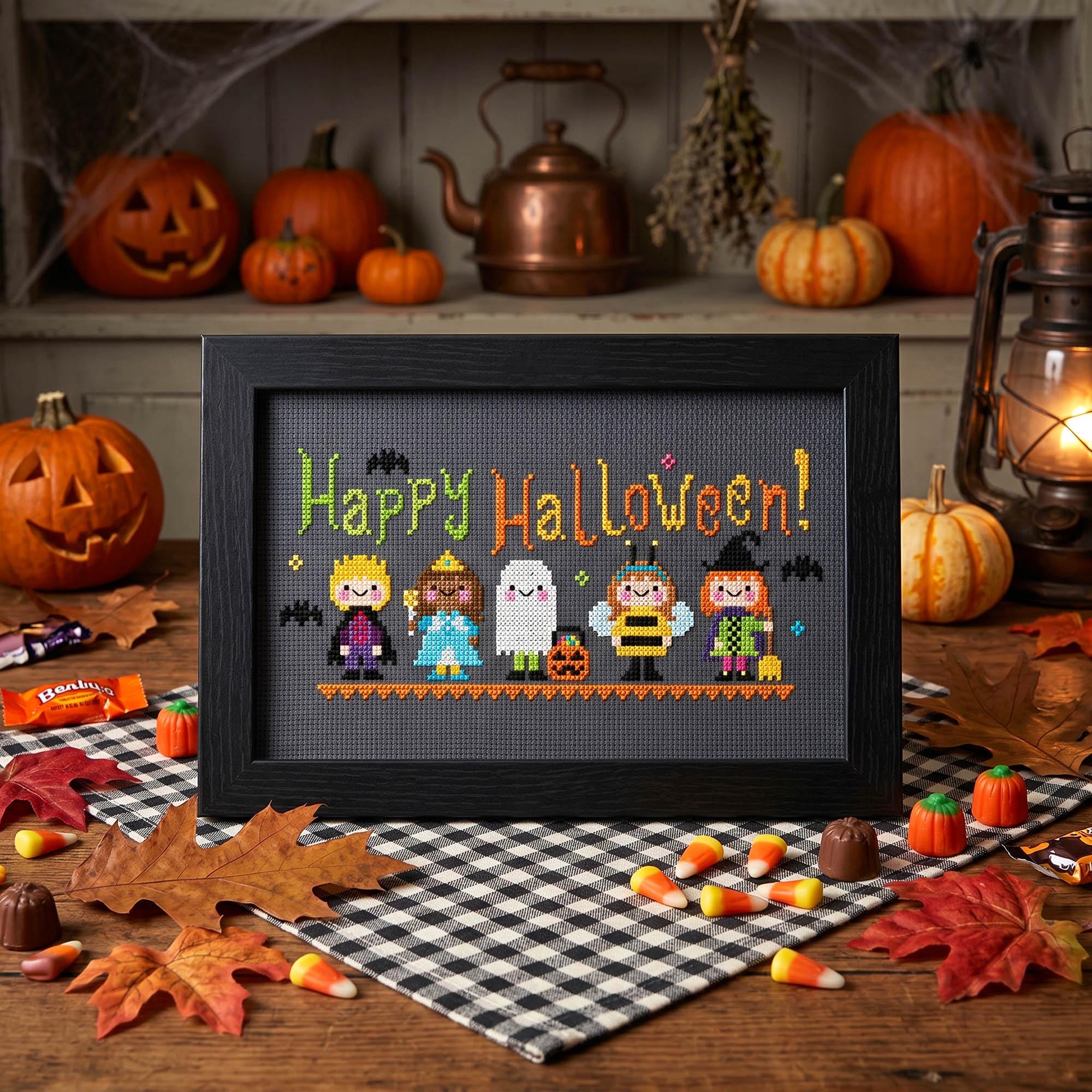 Happy Halloween Cross Stitch Pattern - Spooky Kawaii Trick or Treat ...