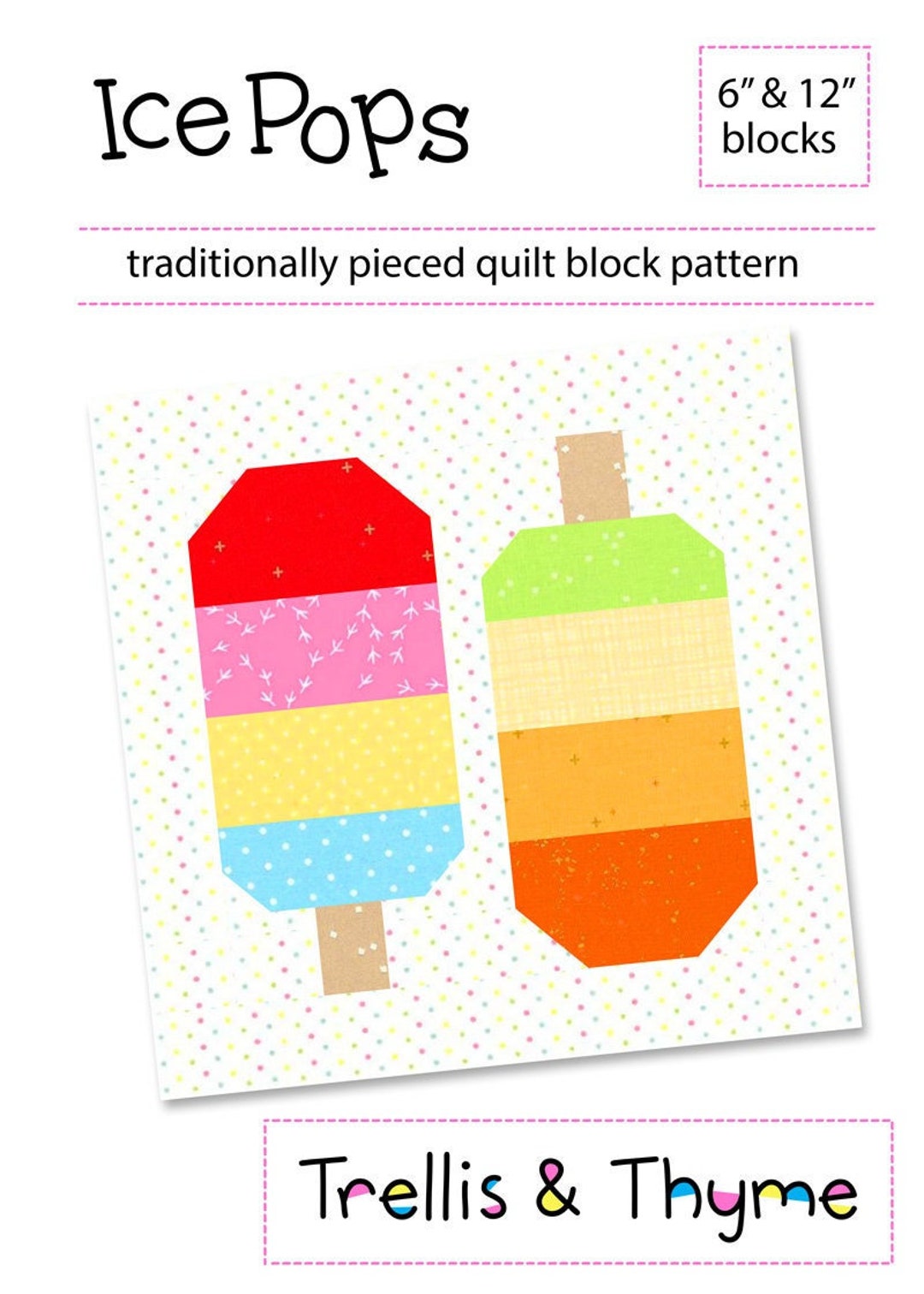 PDF Pattern Ice Pops Quilt Block Pattern, Traditional Quilt Block