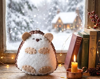 Woodland Hedgehog Felt Craft Pattern – Easy Hand-Stitched Christmas Ornament (PDF Pattern)