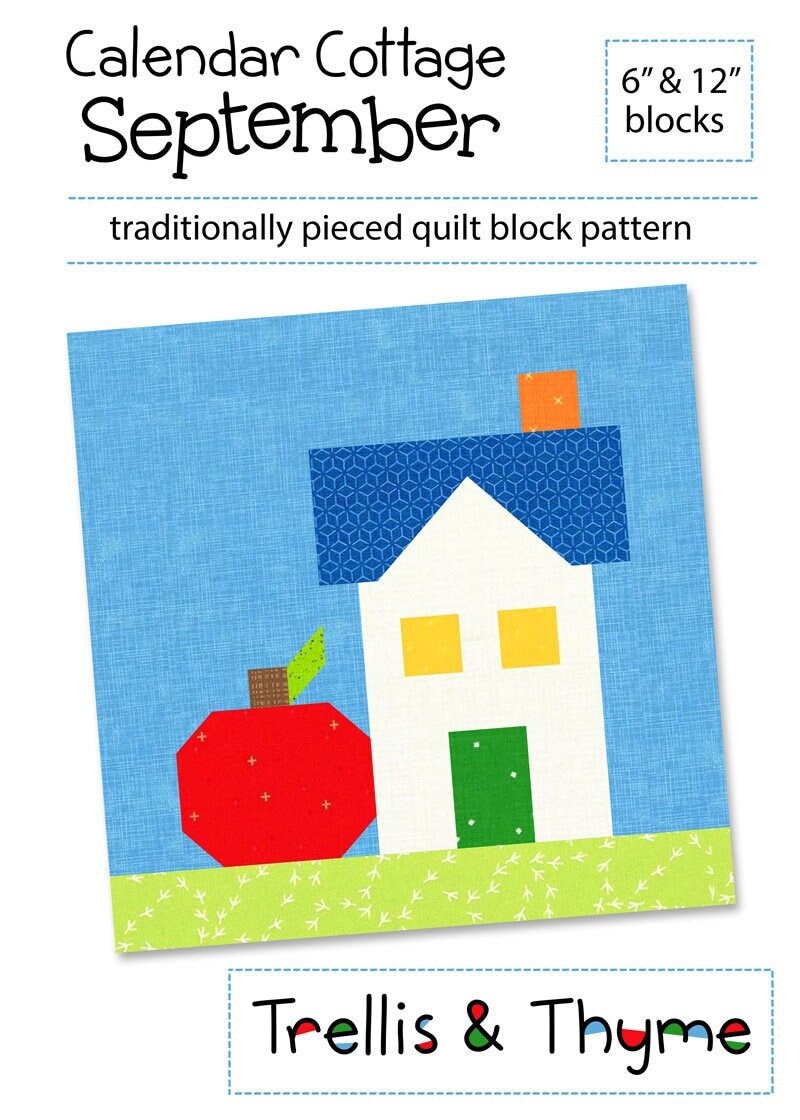 September Patterns September Cottage Quilt Block Pattern – Fall Apple, 6-inch and 12-inch ...