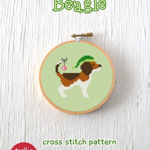 PDF Pattern Festive Beagle Cross Stitch Pattern, Christmas Beagle Cross Stitch Pattern, Christmas Dog Cross Stitch Pattern image 4