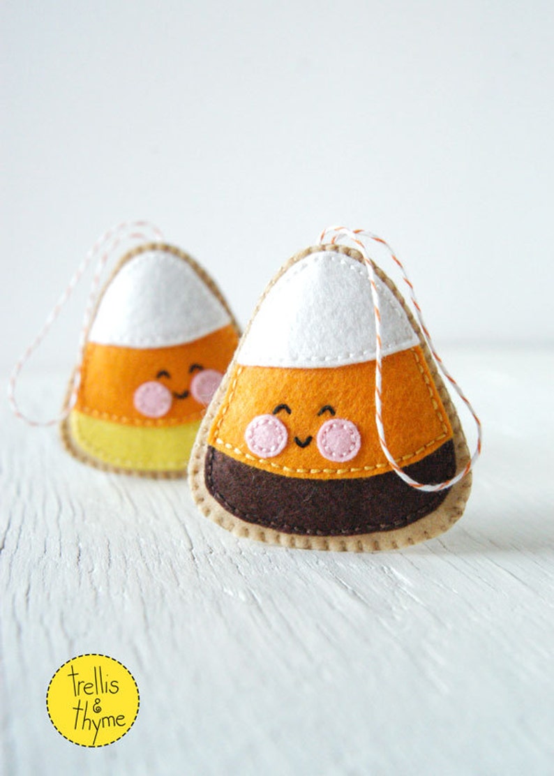 PDF Pattern Candy Corn Cookie, Halloween Felt Ornament Pattern, Softie Pattern image 2