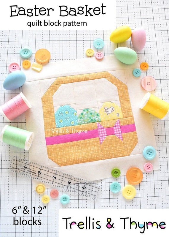 PDF Pattern Easter Basket Quilt Block Pattern Easter Eggs Etsy