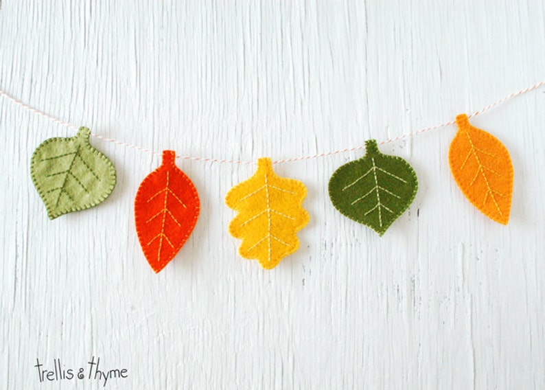 PDF Pattern Autumn Leaves Felt Garland Pattern, Halloween, Thanksgiving Felt Embroidery Garland Pattern image 3