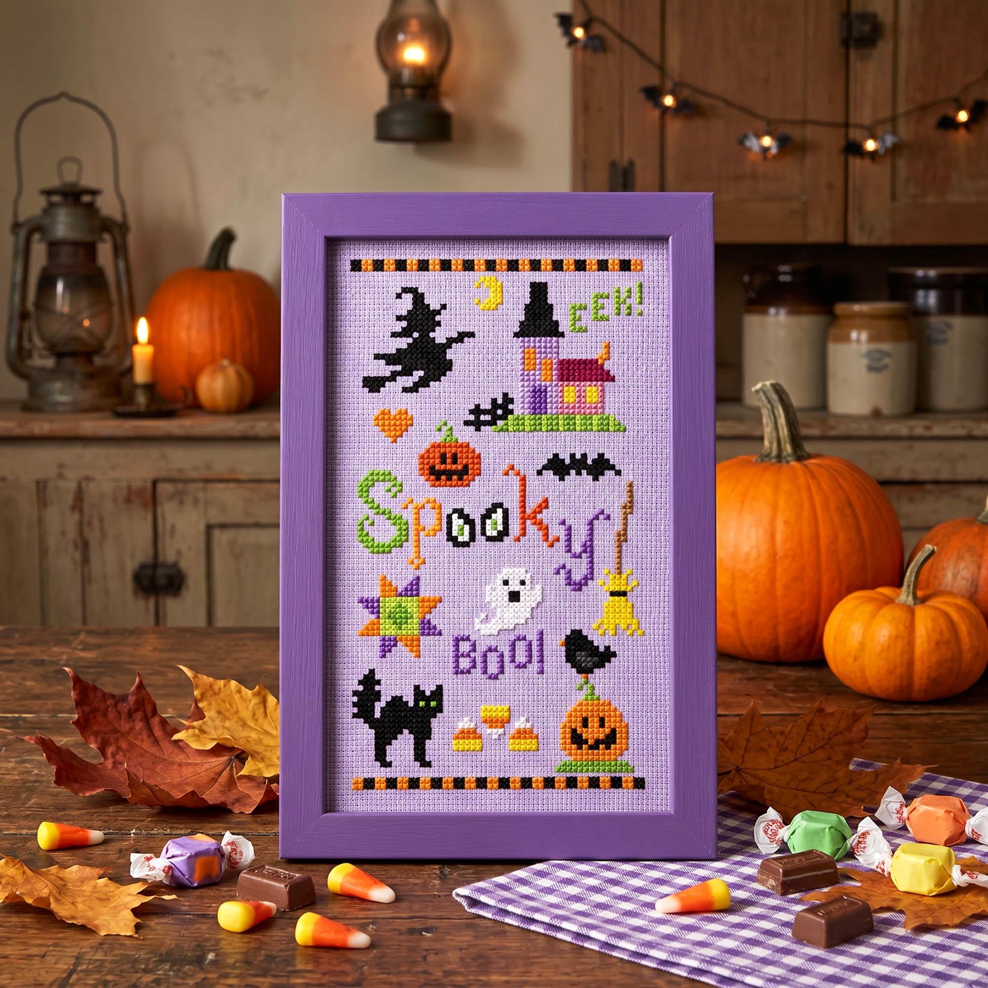 Spooky Sampler Cross Stitch Pattern - Halloween Witch Ghost Black Cat ...