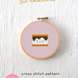 PDF Pattern S'more Cross Stitch Pattern, Kawaii S'mores Cross Stitch Pattern, S'mores Embroidery Pattern image 3