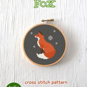 PDF Pattern Wintry Fox Cross Stitch Pattern, Christmas Fox Cross Stitch Pattern, Winter Fox Cross Stitch Pattern image 2