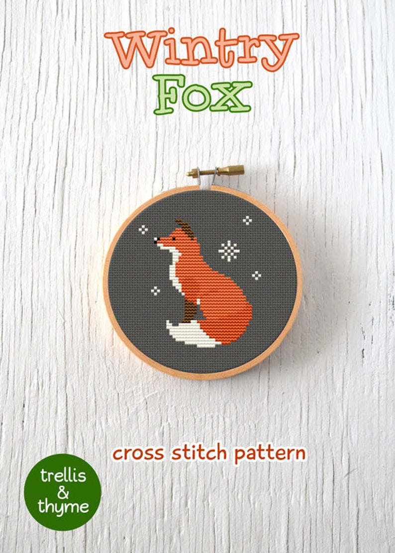 PDF Pattern Wintry Fox Cross Stitch Pattern, Christmas Fox Cross Stitch Pattern, Winter Fox Cross Stitch Pattern image 2