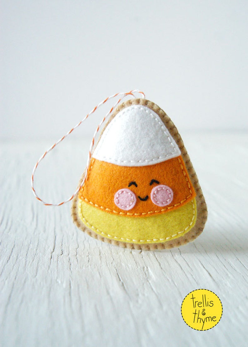 PDF Pattern Candy Corn Cookie, Halloween Felt Ornament Pattern, Softie Pattern image 3