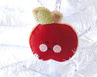 PDF Pattern - Little Apple Sewing Pattern, Autumn Winter Felt Ornament Pattern, Christmas Ornament, Food Softie Pattern