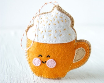 PDF Pattern - Pumpkin Spice Latte, Halloween, Thanksgiving, Felt Ornament Pattern, Softie Pattern