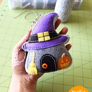 PDF Pattern Spooky Cottage Ornament Pattern, Halloween Felt Ornament Pattern, Felt Softie Sewing Pattern image 4