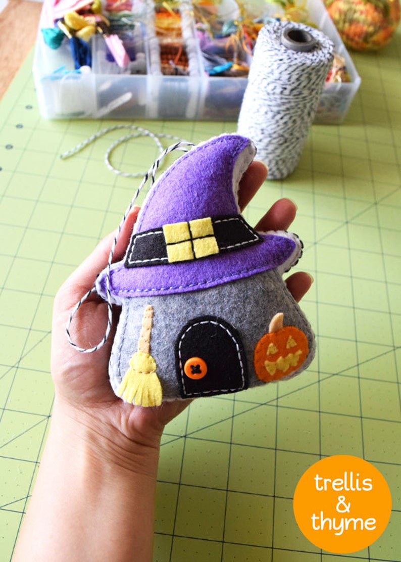 PDF Pattern Spooky Cottage Ornament Pattern, Halloween Felt Ornament Pattern, Felt Softie Sewing Pattern image 4