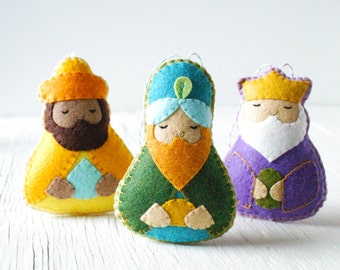 PDF Pattern - The Magi, Nativity, Three Wise Men Ornament Pattern, Christmas Ornament, Softie Pattern, Holiday Sewing Pattern