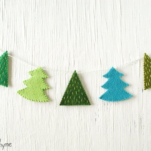 PDF Pattern - Fir Trees Felt Garland Pattern, Winter, Holidays, Christmas Felt Embroidery Garland Pattern