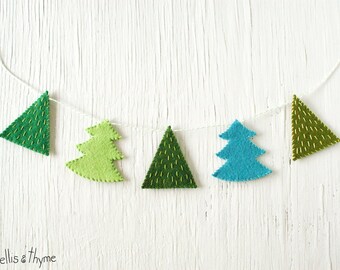 PDF Pattern - Fir Trees Felt Garland Pattern, Winter, Holidays, Christmas Felt Embroidery Garland Pattern