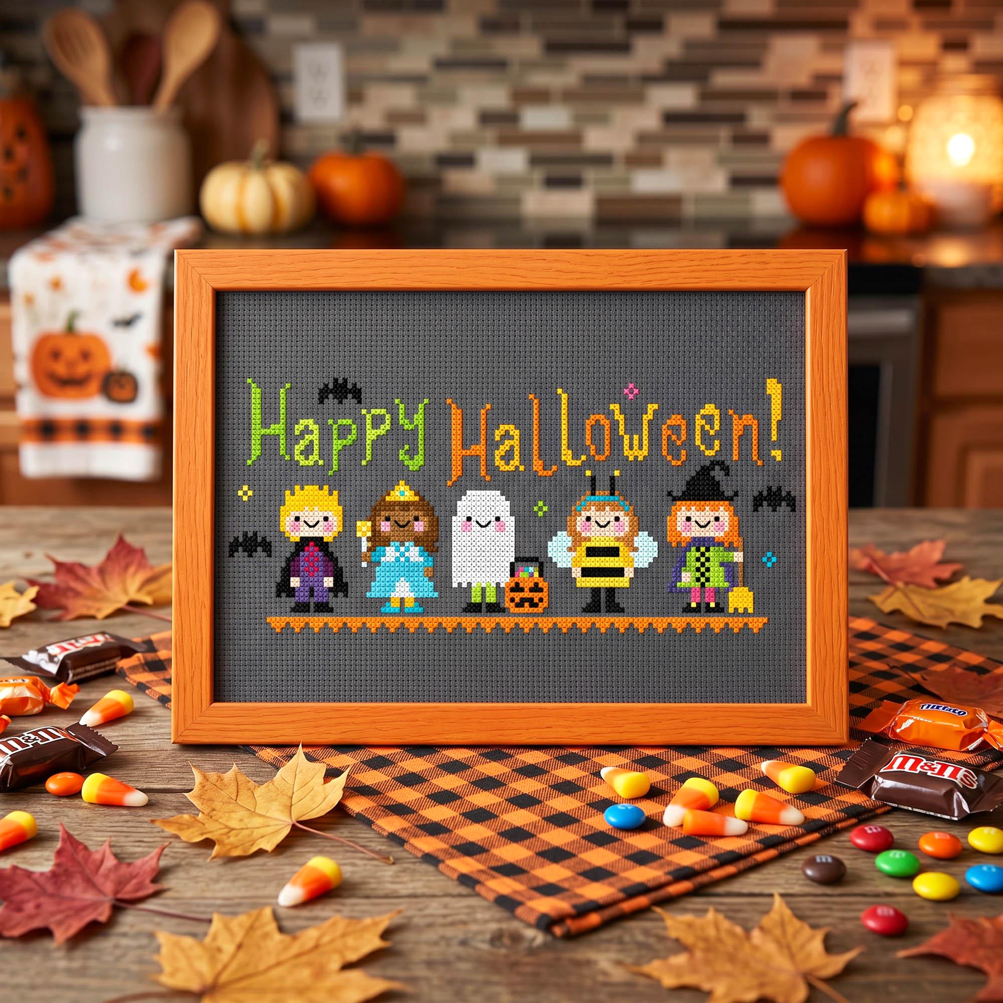 Happy Halloween Cross Stitch Pattern - Spooky Kawaii Trick or Treat ...