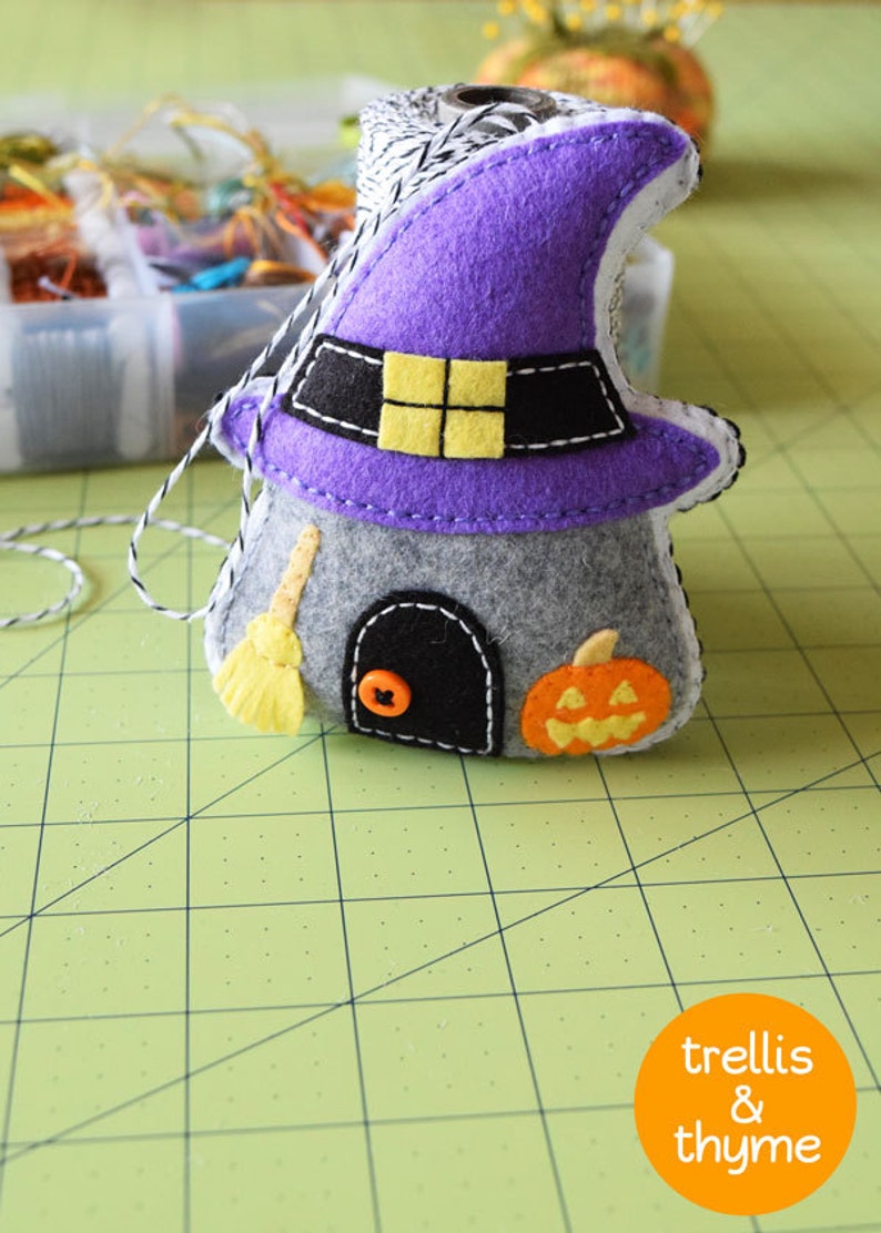 PDF Pattern Spooky Cottage Ornament Pattern, Halloween Felt Ornament Pattern, Felt Softie Sewing Pattern image 3