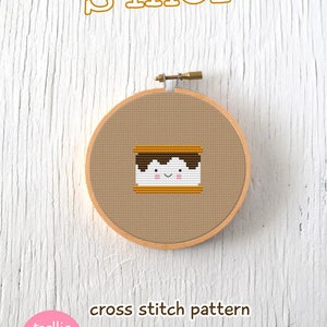 PDF Pattern S'more Cross Stitch Pattern, Kawaii S'mores Cross Stitch Pattern, S'mores Embroidery Pattern image 2