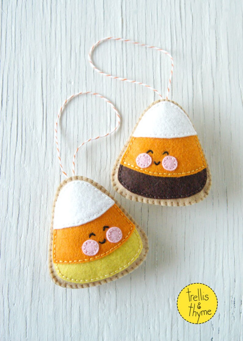 PDF Pattern Candy Corn Cookie Halloween Felt Ornament Etsy