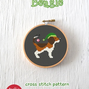 PDF Pattern Festive Beagle Cross Stitch Pattern, Christmas Beagle Cross Stitch Pattern, Christmas Dog Cross Stitch Pattern image 5