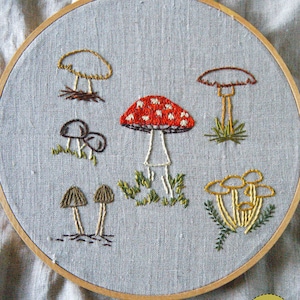 PDF Embroidery Pattern - Wild Mushrooms Botanical Embroidery Pattern Collection