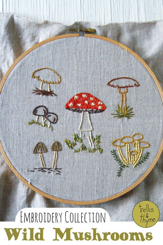 PDF Embroidery Pattern Wild Mushrooms Botanical Embroidery Etsy Australia