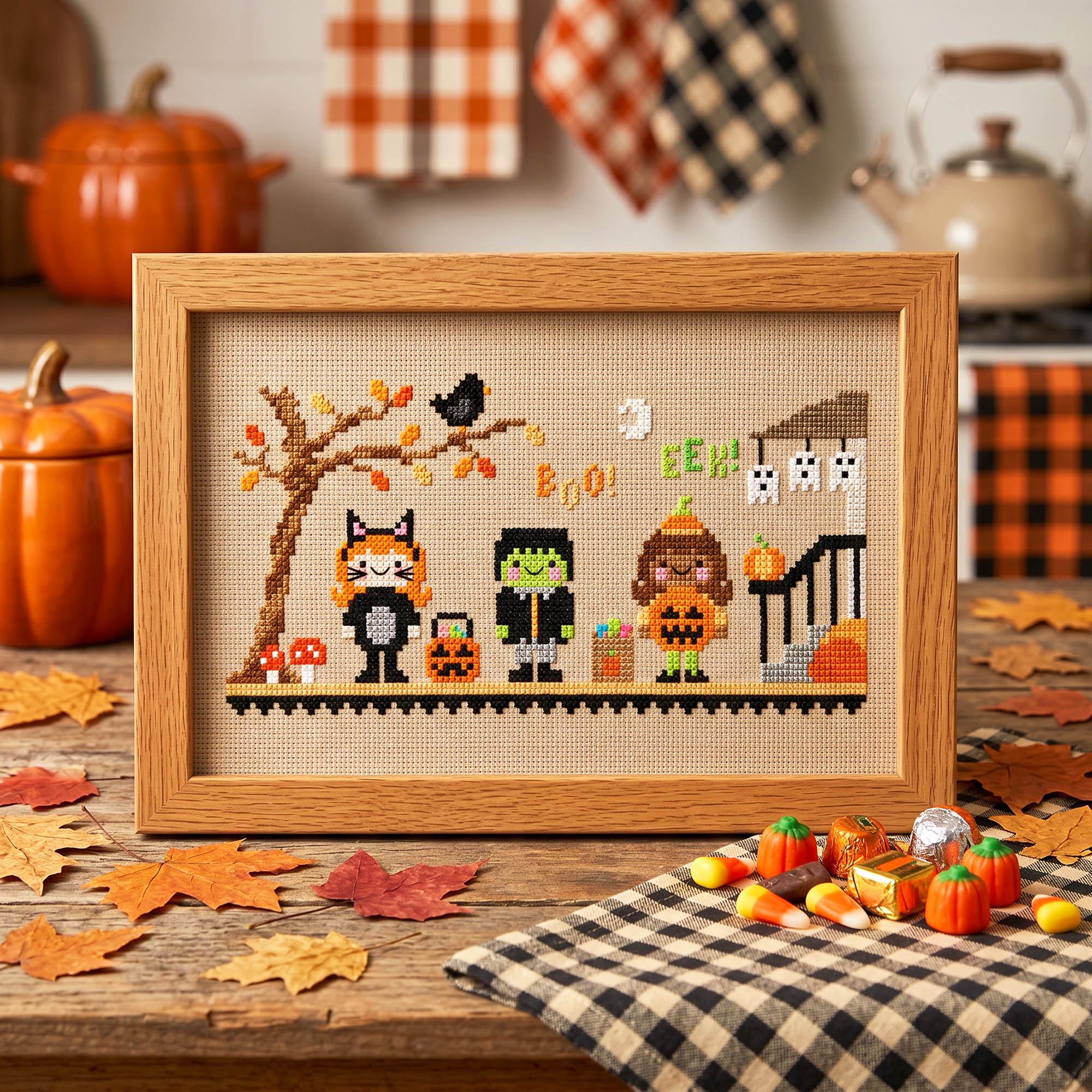 Halloween Night Cross Stitch Pattern – Spooky Kawaii Trick or Treat ...