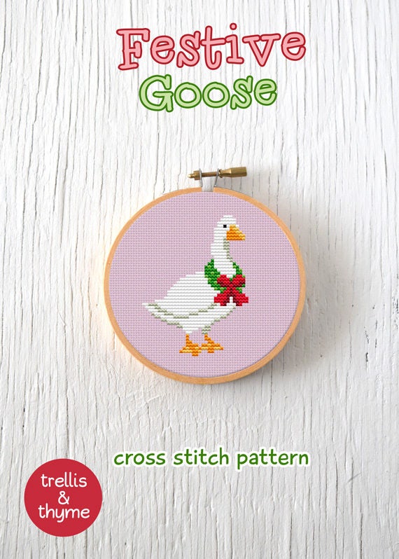 PDF Pattern Festive Goose Cross Stitch Pattern Christmas -  Portugal