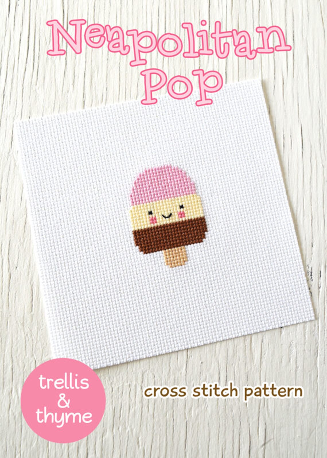 Neopolitan Pattern PDF Pattern - Neapolitan Pop Cross Stitch Pattern, Kawaii Neapolitan ...