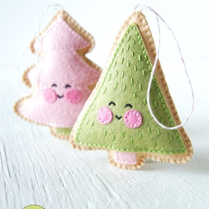 PDF Pattern Merry Little Trees Sewing Pattern, Christmas Ornament Pattern, Holidays, Kawaii Felt Pattern, Softie Pattern image 3