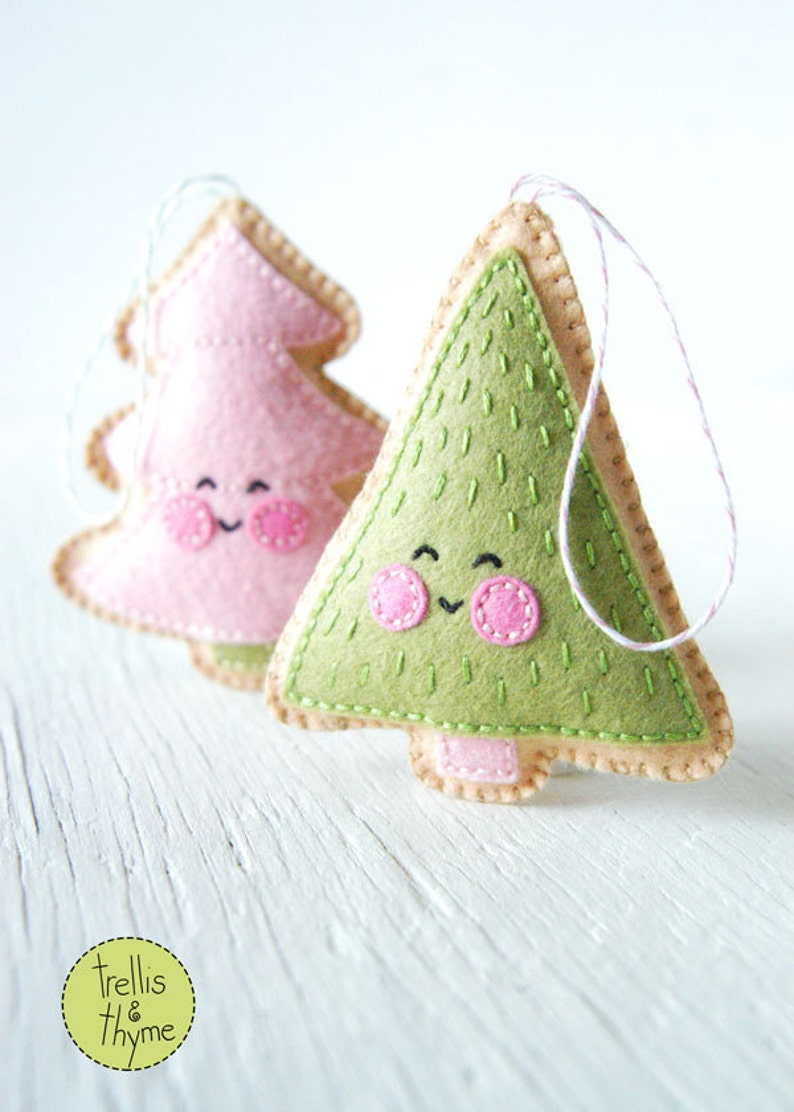 PDF Pattern Merry Little Trees Sewing Pattern, Christmas Ornament Pattern, Holidays, Kawaii Felt Pattern, Softie Pattern image 3