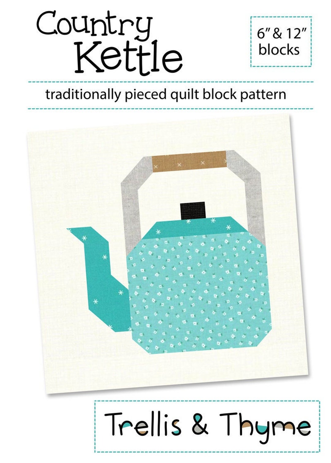 PDF Pattern Country Kettle Quilt Block Pattern, Autumn Quilt Block
