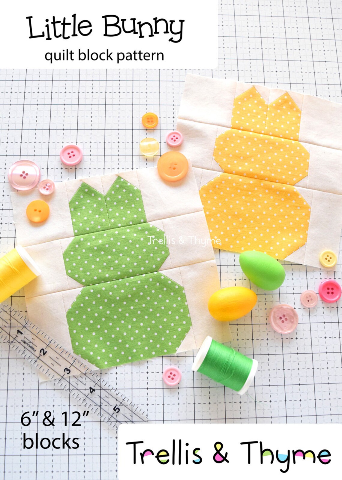 PDF Pattern Little Bunny Quilt Block Pattern Easter Quilt Etsy