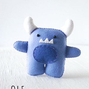 PDF Pattern - Olf the Monster Felt Softie Pattern, Kawaii Softie Sewing Pattern, Felt Monster Pattern