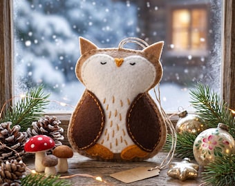Woodland Owl Felt Ornament Pattern – Beginner Storybook Animal Craft (PDF Pattern)