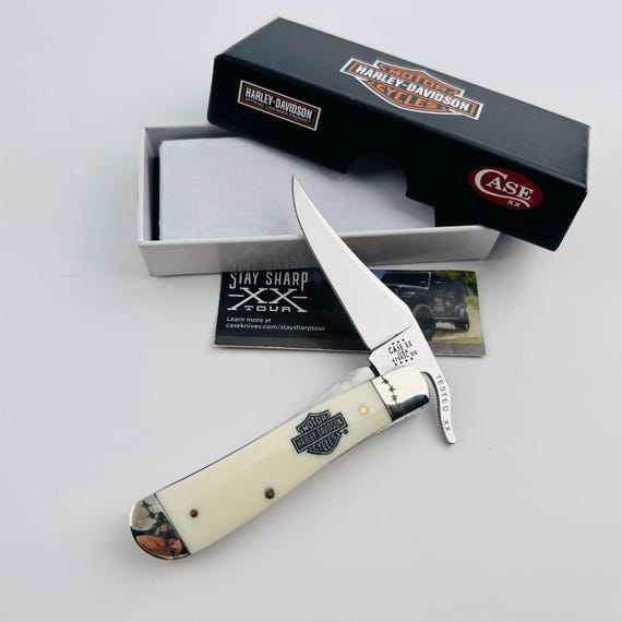 CASE XX Harley-davidson Russlock White HANDLE Pocket Knife - 52249