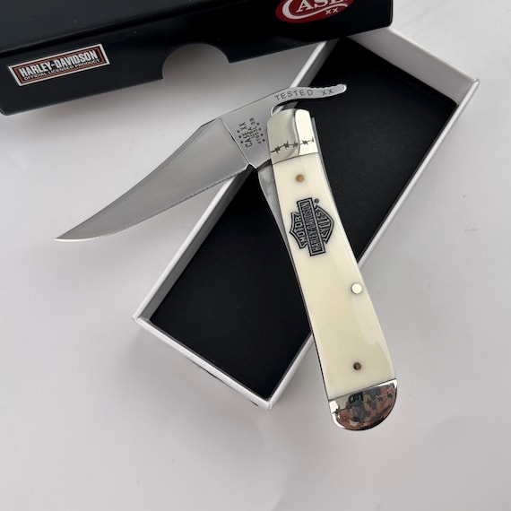 CASE XX Harley-davidson Russlock White HANDLE Pocket Knife - 52249