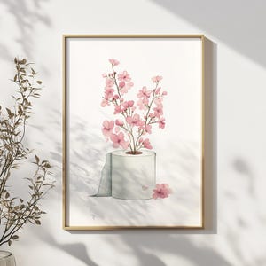 Funny Toilet Paper Roll Watercolor Print: Bathroom Wall Art (Digital Download)